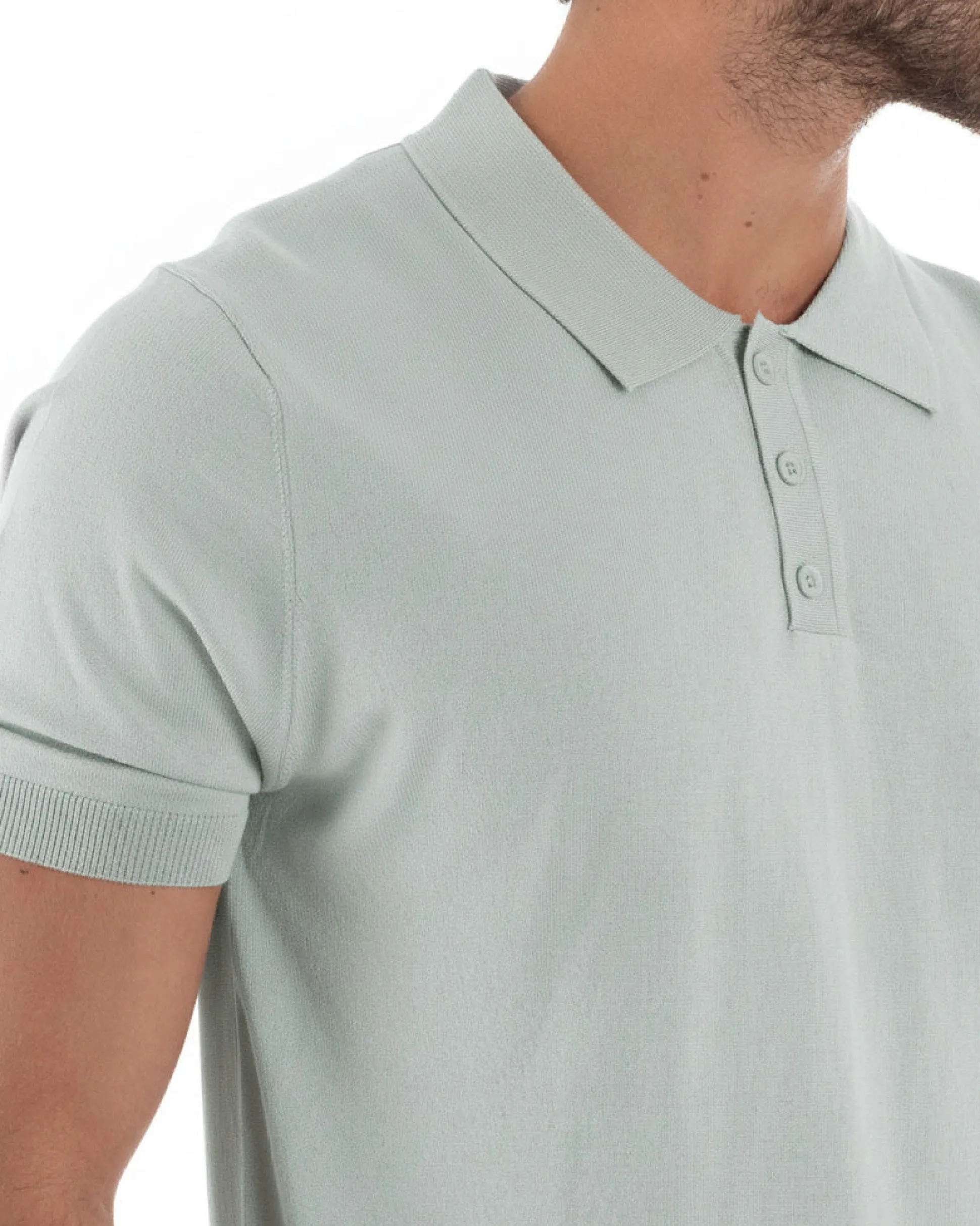 Polo uomo filo maglia con colletto t-shirt sottogiacca leggera ghiaccio GIOSAL-TS3206A