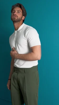 Polo Uomo Filo Maglia Con Colletto T-Shirt Sottogiacca Leggera Beige TS3136A