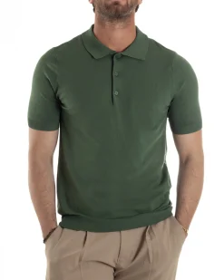 Polo Uomo Filo Maglia Con Colletto T-Shirt Sottogiacca Leggera Verde TS3135A