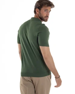 Polo Uomo Filo Maglia Con Colletto T-Shirt Sottogiacca Leggera Verde TS3135A