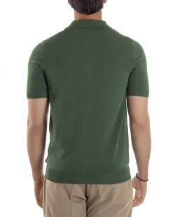 Polo Uomo Filo Maglia Con Colletto T-Shirt Sottogiacca Leggera Verde TS3135A