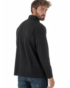 Polo uomo maglia oversize colletto spalle scese nero GIOSAL-M3097A