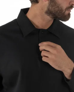 Polo uomo maglia oversize colletto spalle scese nero GIOSAL-M3097A