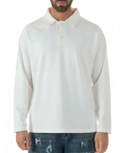 Polo uomo maglia oversize colletto spalle scese bianco GIOSAL-M3096A