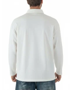 Polo uomo maglia oversize colletto spalle scese bianco GIOSAL-M3096A