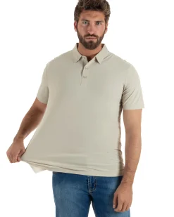 Polo uomo no-stiro stretch colletto con bottoni maglia basic beige GIOSAL-TS3291A