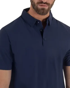 Polo uomo no-stiro stretch colletto con bottoni maglia basic blu GIOSAL-TS3292A