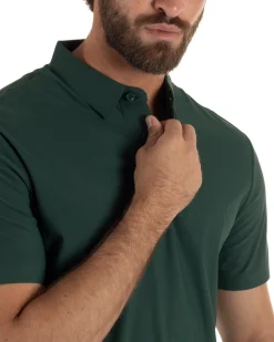 Polo uomo no-stiro stretch colletto con bottoni maglia basic verde GIOSAL-TS3294A