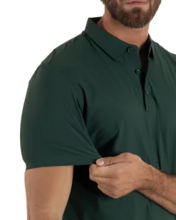 Polo uomo no-stiro stretch colletto con bottoni maglia basic verde GIOSAL-TS3294A