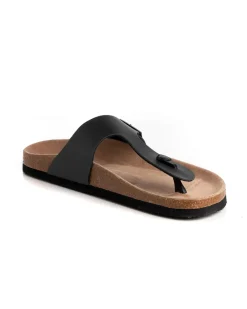 Sandalo Aperto Scarpe Ecopelle Ciabatta Uomo Unisex Sandali Infradito Fibbia Nero GIOSAL-S1211A