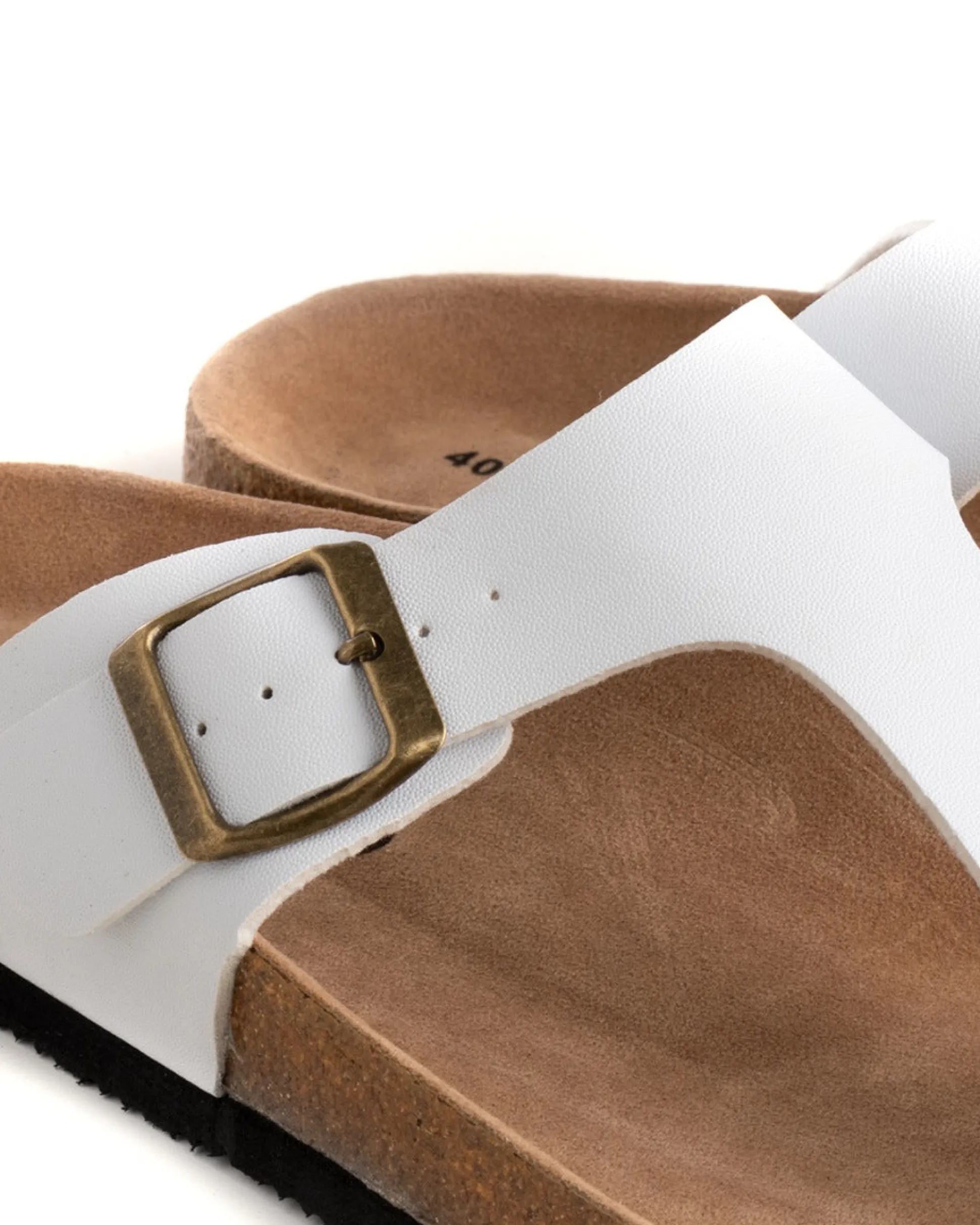 Sandalo Aperto Scarpe Ecopelle Ciabatta Uomo Unisex Sandali Infradito Fibbia Bianco GIOSAL-S1210A