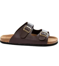 Sandalo Aperto Scarpe Ecopelle Ciabatta Uomo Unisex Sandali Doppia Fibbia Marrone GIOSAL-S1125A