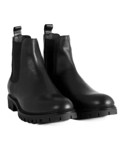 Scarpe Uomo Beatles Stivaletto Chelsea Pelle Fondo Gomma Roccia Nero GIOSAL-S1293A