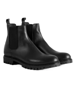 Scarpe Uomo Beatles Stivaletto Chelsea Pelle Fondo Gomma Roccia Nero GIOSAL-S1293A