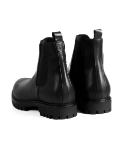 Scarpe Uomo Beatles Stivaletto Chelsea Pelle Fondo Gomma Roccia Nero GIOSAL-S1293A