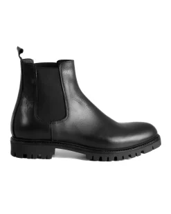 Scarpe Uomo Beatles Stivaletto Chelsea Pelle Fondo Gomma Roccia Nero GIOSAL-S1293A