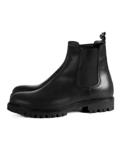 Scarpe Uomo Beatles Stivaletto Chelsea Pelle Fondo Gomma Roccia Nero GIOSAL-S1293A