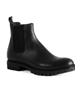 Scarpe Uomo Beatles Stivaletto Chelsea Pelle Fondo Gomma Roccia Nero GIOSAL-S1293A