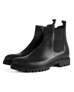Scarpe Uomo Beatles Stivaletto Chelsea Pelle Fondo Gomma Roccia Nero GIOSAL-S1293A