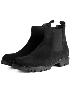 Scarpe Uomo Beatles Stivaletto Chelsea Camoscio Fondo Gomma Roccia Nero GIOSAL-S1300A