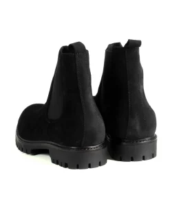 Scarpe Uomo Beatles Stivaletto Chelsea Camoscio Fondo Gomma Roccia Nero GIOSAL-S1300A