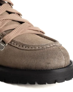 Scarpe Uomo Mocassini Ingegnere Con Ganci E Lacci Casual Camoscio Tinta Unita Beige GIOSAL-S1254A
