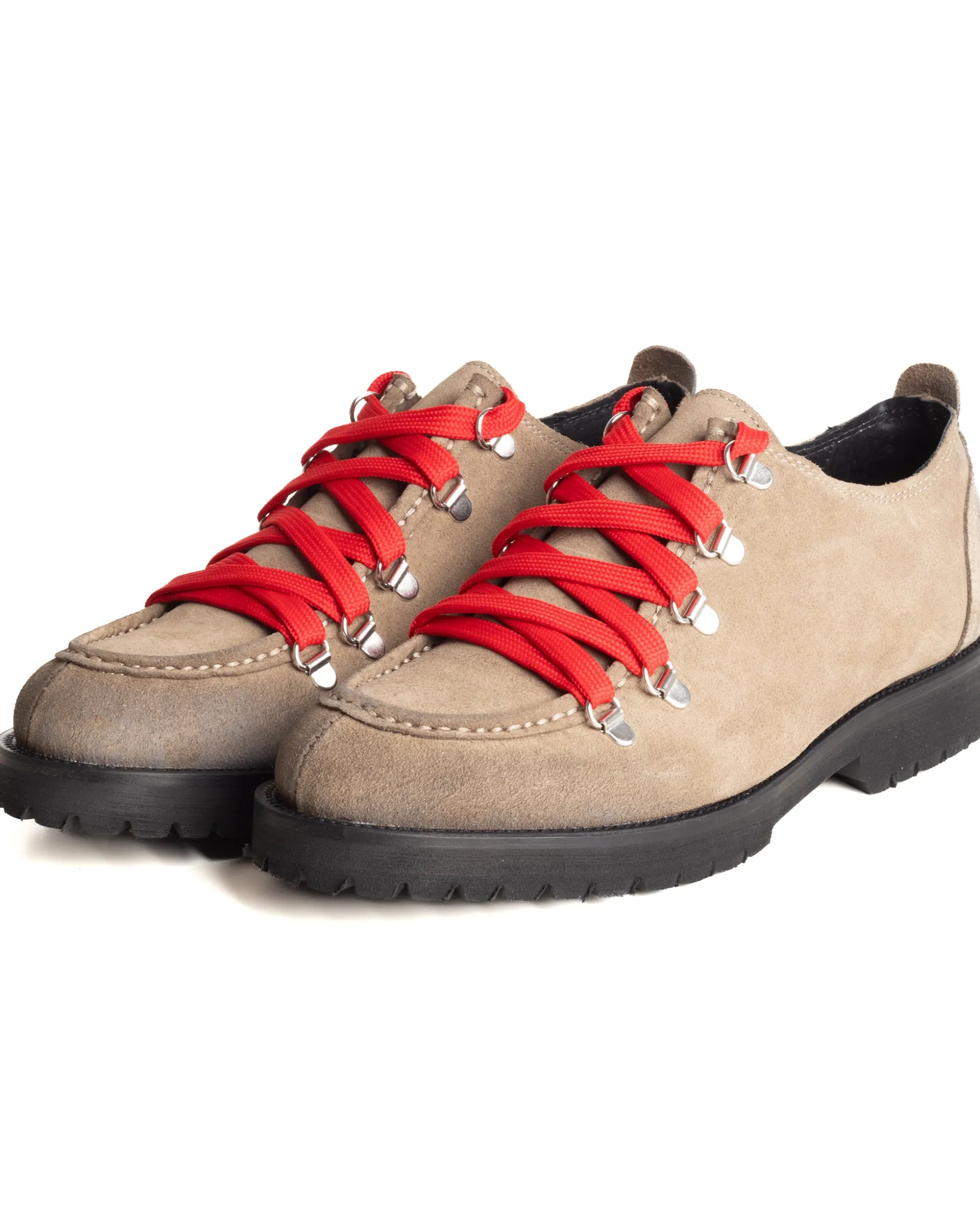 Scarpe Uomo Mocassini Ingegnere Con Ganci E Lacci Casual Camoscio Tinta Unita Beige GIOSAL-S1254A
