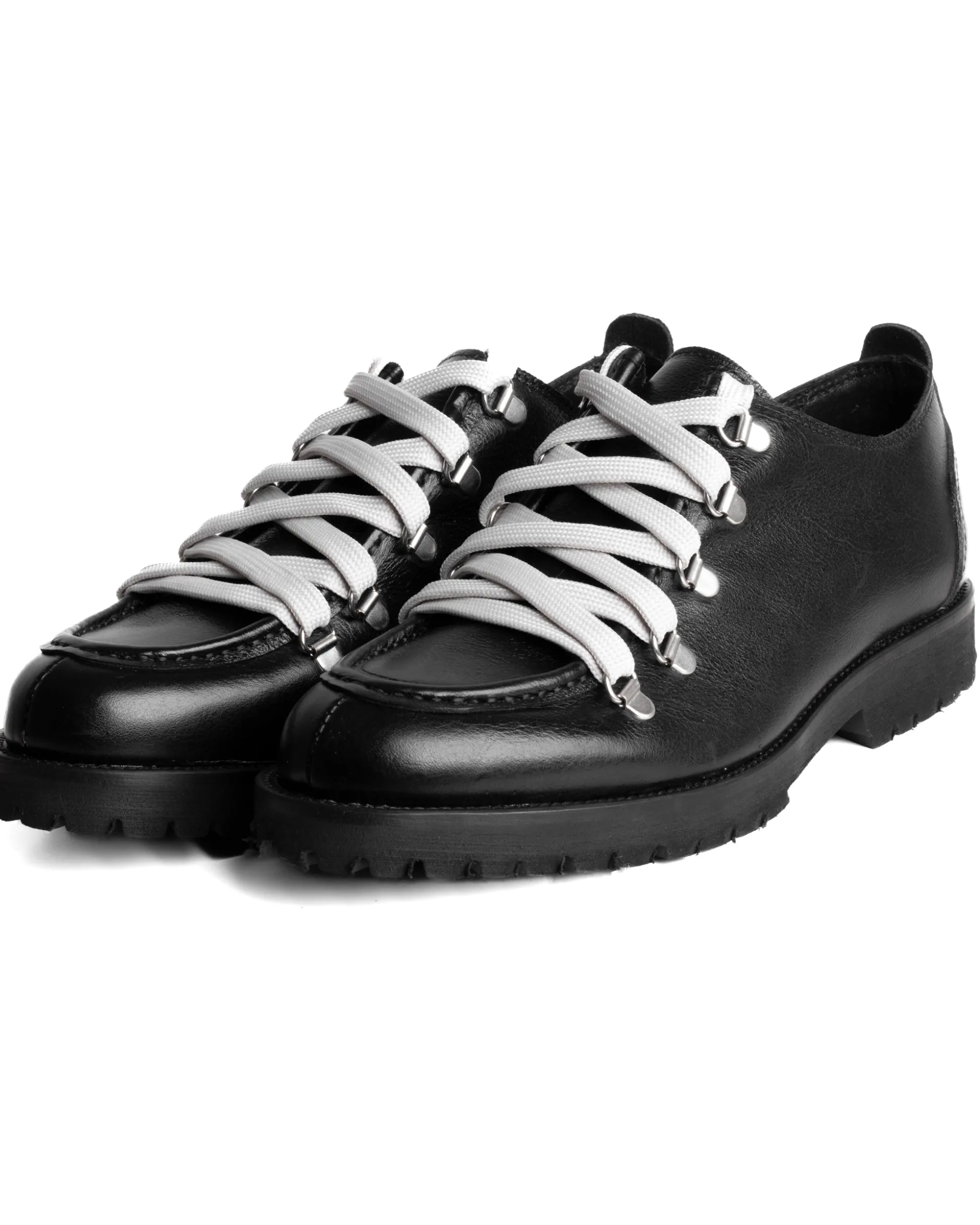 Scarpe Uomo Mocassini Ingegnere Con Ganci E Lacci Casual Ecopelle Tinta Unita Nero GIOSAL-S1255A