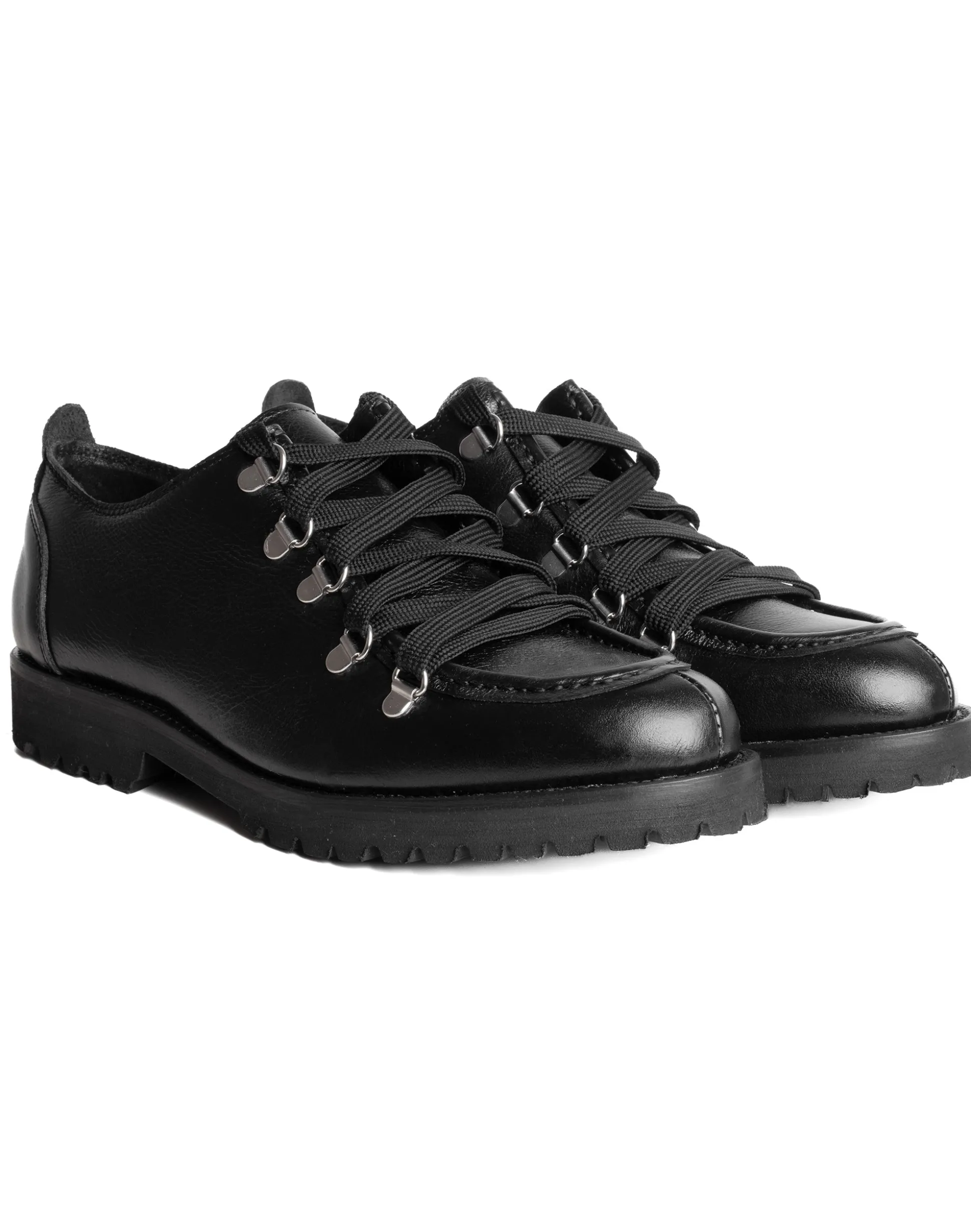 Scarpe Uomo Mocassini Ingegnere Con Ganci E Lacci Casual Ecopelle Tinta Unita Nero GIOSAL-S1255A