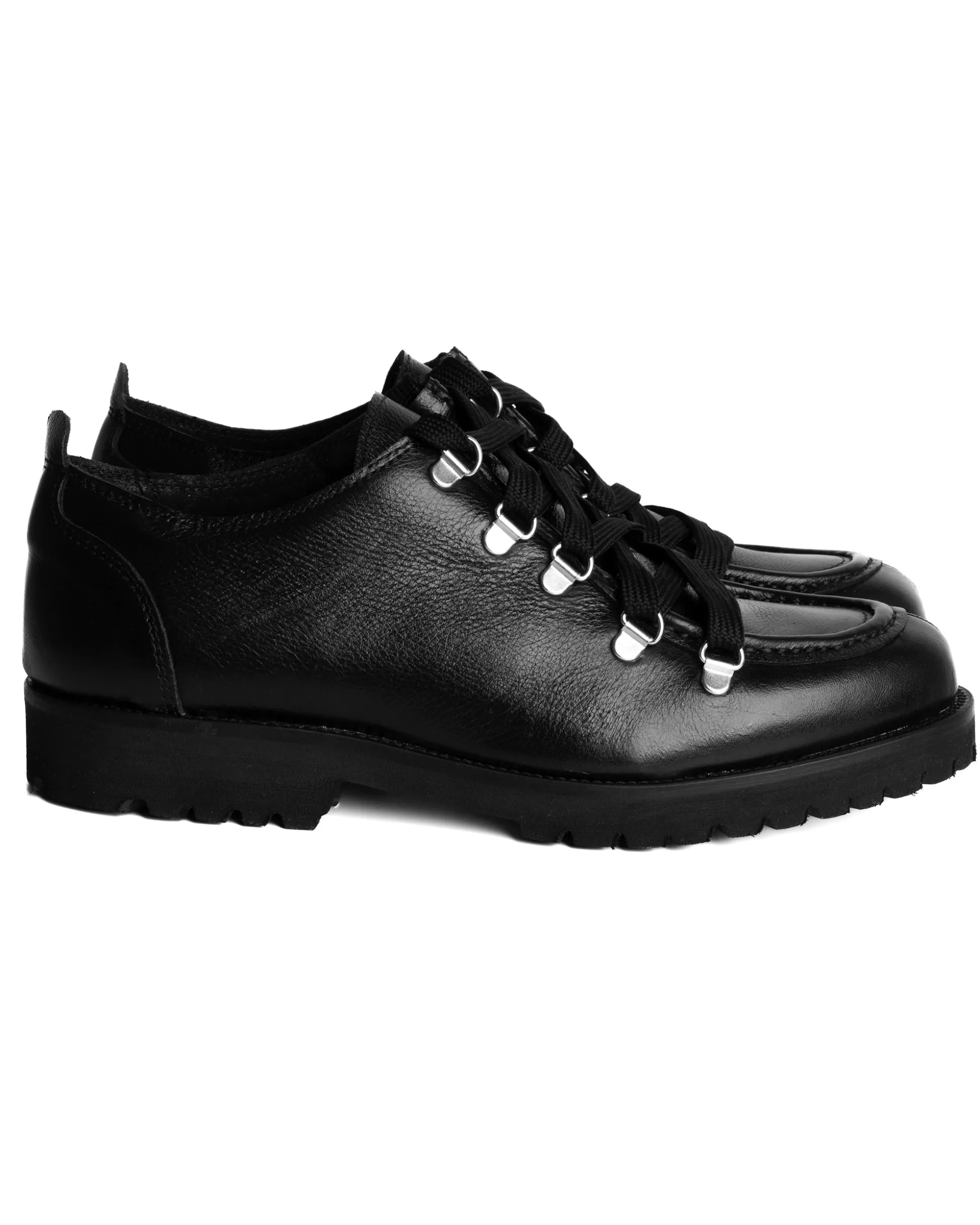 Scarpe Uomo Mocassini Ingegnere Con Ganci E Lacci Casual Ecopelle Tinta Unita Nero GIOSAL-S1255A