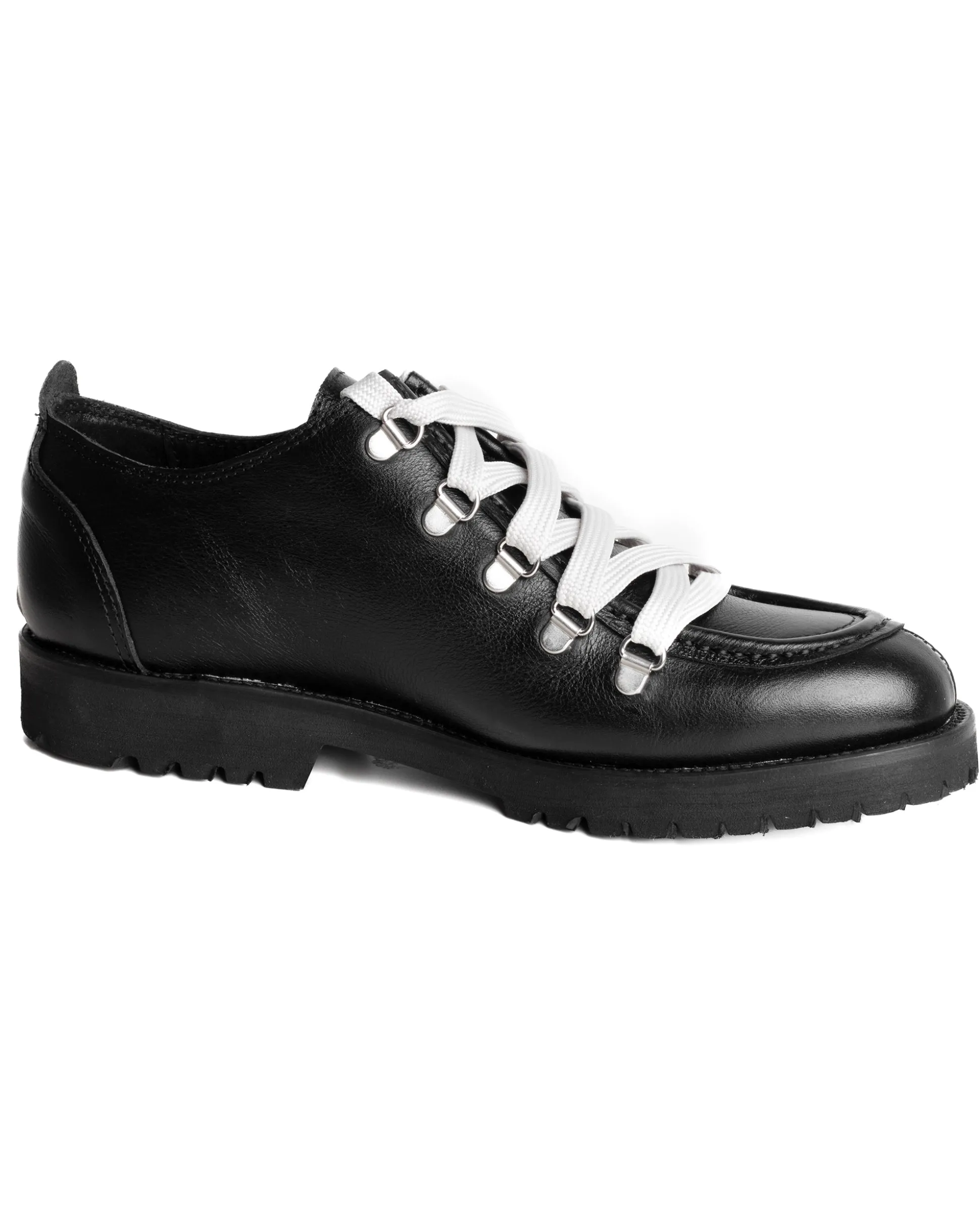 Scarpe Uomo Mocassini Ingegnere Con Ganci E Lacci Casual Ecopelle Tinta Unita Nero GIOSAL-S1255A