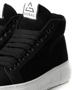 Scarpe Uomo Sneakers Alte Casual Sportive Ecopelle Camoscio Nero GIOSAL-S1243A