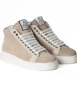 Scarpe Uomo Sneakers Alte Casual Sportive Ecopelle Camoscio Beige GIOSAL-S1242A