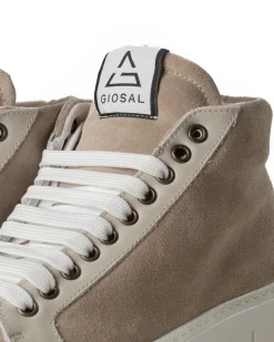 Scarpe Uomo Sneakers Alte Casual Sportive Ecopelle Camoscio Beige GIOSAL-S1242A