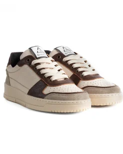 Scarpe Uomo Sneakers Beige Ecopelle Martellata Casual Sportive Pelle Bottolato Camoscio Marrone GIOSAL-S1285A