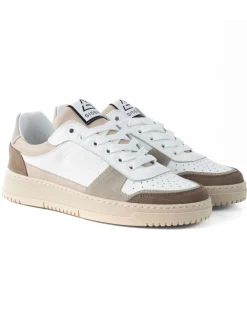 Scarpe Uomo Sneakers Bianche Ecopelle Martellata Casual Sportive Pelle Bottolato Camoscio Beige GIOSAL-S1257A