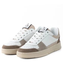 Scarpe Uomo Sneakers Bianche Ecopelle Martellata Casual Sportive Pelle Bottolato Camoscio Beige GIOSAL-S1257A