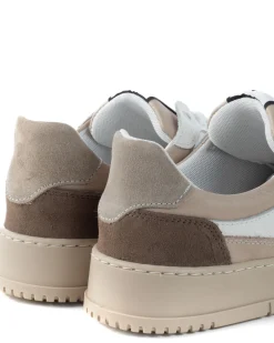 Scarpe Uomo Sneakers Bianche Ecopelle Martellata Casual Sportive Pelle Bottolato Camoscio Beige GIOSAL-S1257A