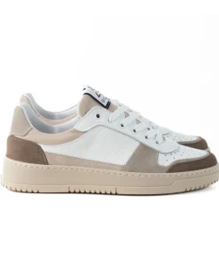 Scarpe Uomo Sneakers Bianche Ecopelle Martellata Casual Sportive Pelle Bottolato Camoscio Beige GIOSAL-S1257A