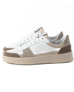 Scarpe Uomo Sneakers Bianche Ecopelle Martellata Casual Sportive Pelle Bottolato Camoscio Beige GIOSAL-S1257A