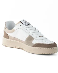 Scarpe Uomo Sneakers Bianche Ecopelle Martellata Casual Sportive Pelle Bottolato Camoscio Beige GIOSAL-S1257A