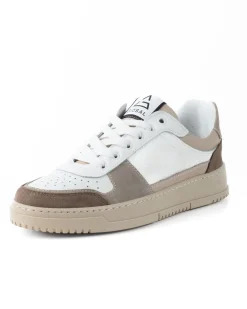 Scarpe Uomo Sneakers Bianche Ecopelle Martellata Casual Sportive Pelle Bottolato Camoscio Beige GIOSAL-S1257A