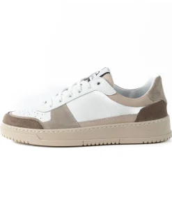 Scarpe Uomo Sneakers Bianche Ecopelle Martellata Casual Sportive Pelle Bottolato Camoscio Beige GIOSAL-S1257A