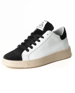 Scarpe Uomo Sneakers Bianche Casual Sportive Ecopelle Camoscio Nero GIOSAL-S1239A