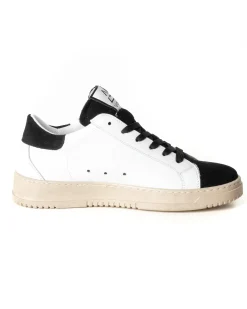 Scarpe Uomo Sneakers Bianche Casual Sportive Ecopelle Camoscio Nero GIOSAL-S1239A