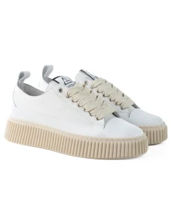 Scarpe Uomo Sneakers Bianche Ecopelle Martellata Sportive Pelle Bottolato Fondo Gomma Ampia GIOSAL-S1258A