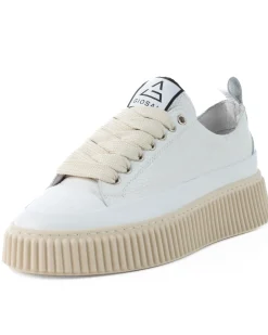 Scarpe Uomo Sneakers Bianche Ecopelle Martellata Sportive Pelle Bottolato Fondo Gomma Ampia GIOSAL-S1258A