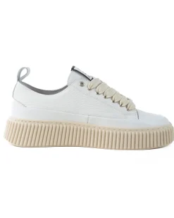 Scarpe Uomo Sneakers Bianche Ecopelle Martellata Sportive Pelle Bottolato Fondo Gomma Ampia GIOSAL-S1258A
