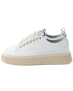Scarpe Uomo Sneakers Bianche Ecopelle Martellata Sportive Pelle Bottolato Fondo Gomma Ampia GIOSAL-S1258A