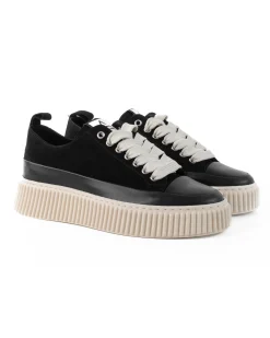 Scarpe Uomo Sneakers Camoscio Nero Beige Sportive Fondo Gomma Ampia GIOSAL-S1259A